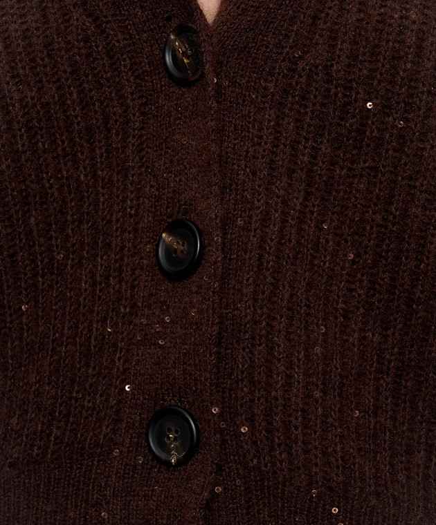 Brunello Cucinelli Коричневый кардиган с пайетками MPG737816 изображение 5