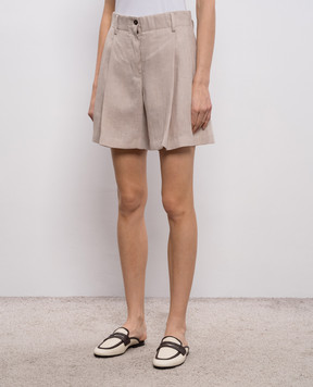Brunello Cucinelli Бежеві шорти з льону MA698DV499