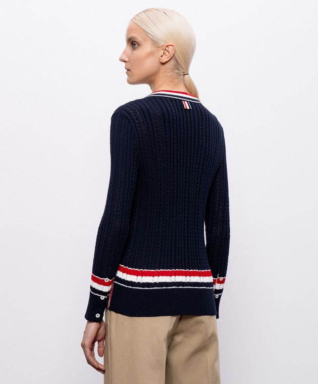 Thom Browne Синій кардиган у візерунок FKC706AY3014 зображення 4