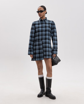 Off-White Синя сукня-сорочка в клітинку 2FU00353T