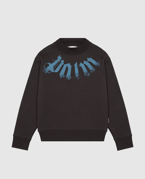 Palm Angels Дитячий чорний утеплений світшот з принтом логотипа F6PAJBSW058