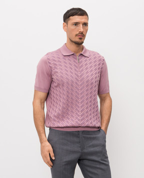 Stefano Ricci Рожеве поло з шовком в геометричний візерунок K818115P31F26281