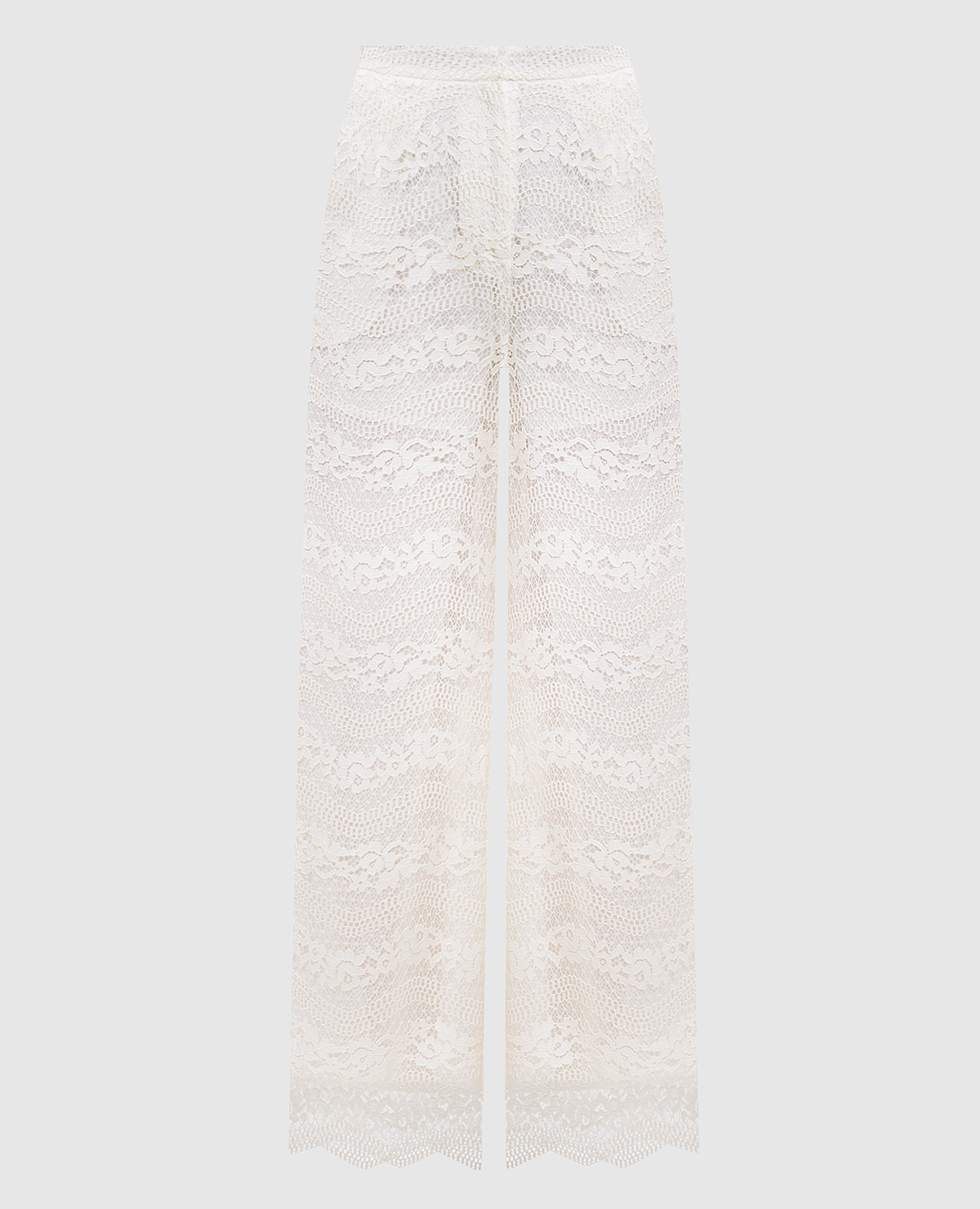 Штани кольору айворі з мережива