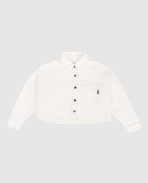 Palm Angels Детская джинсовая куртка цвета айвори с принтом логотипа PGGE007S26FAB001