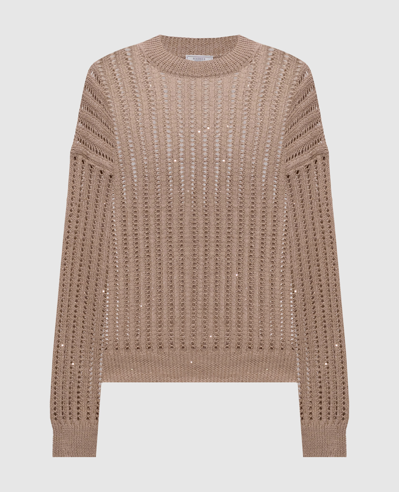 

Коричневый ажурный джемпер с пайетками, Джемпера