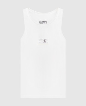 Maison Margiela MM6 Білий топ в рубчик з нашивкою емблеми S52NL0075M20054