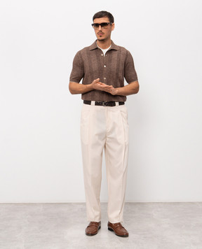 Brunello Cucinelli Коричнева сорочка з льоном M2L707805