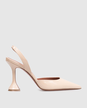 Amina Muaddi Бежеві шкіряні лаковані слінгбеки Holly 16S366071HOL