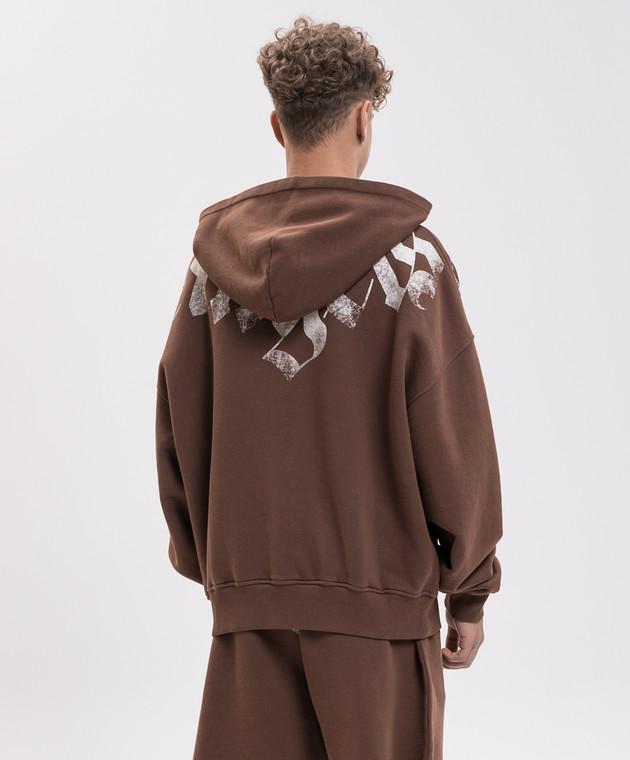 Palm Angels Коричнева спортивна куртка з принтом PAMBE002FL001m зображення 4