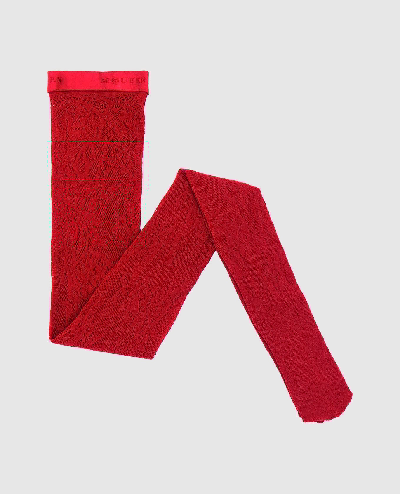 Красные колготки в цветочный узор