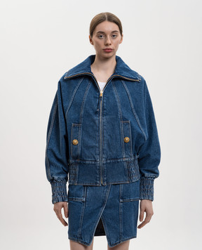 Balmain Синя джинсова куртка на блискавці GF1TC210DG08