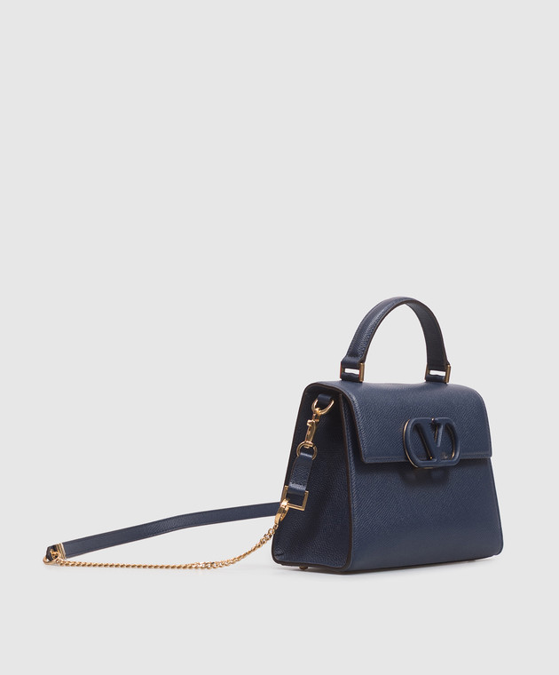 Valentino Синяя кожаная сумка-трапеция Vsling 9W2B0T85YCZ изображение 4