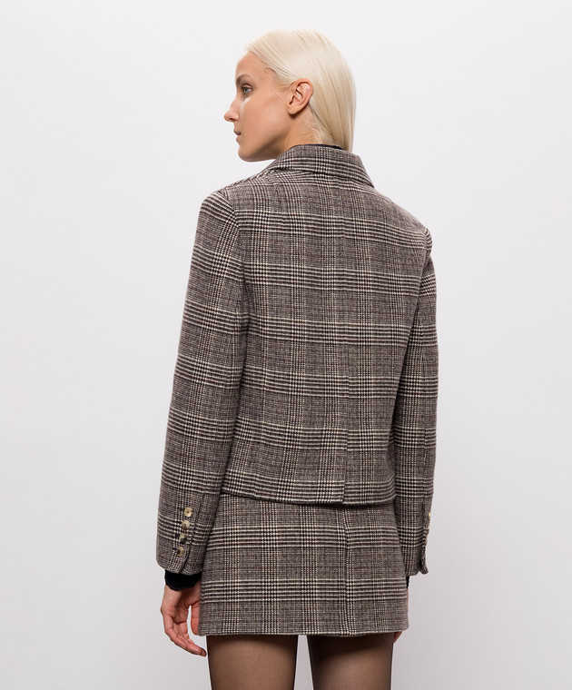 Ermanno Scervino Коричневий жакет з вовни в клітинку D496I301VCZLD зображення 4