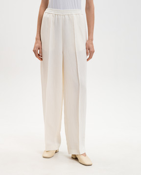 Fabiana Filippi Брюки цвета айвори с леном с цепочкой мониль PAD276F336M150