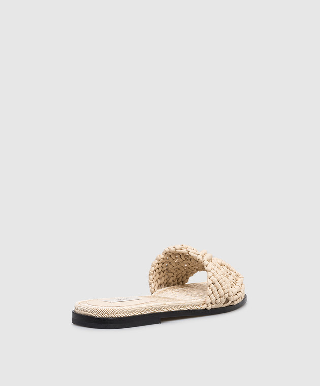 Agnona Бежеві шкіряні шльопанці з плетінням LI1102L8265 зображення 3