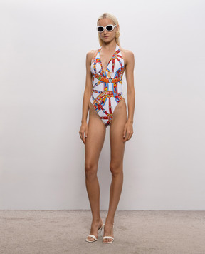 Dolce&Gabbana Белый купальник в принт O9C27JON0HE