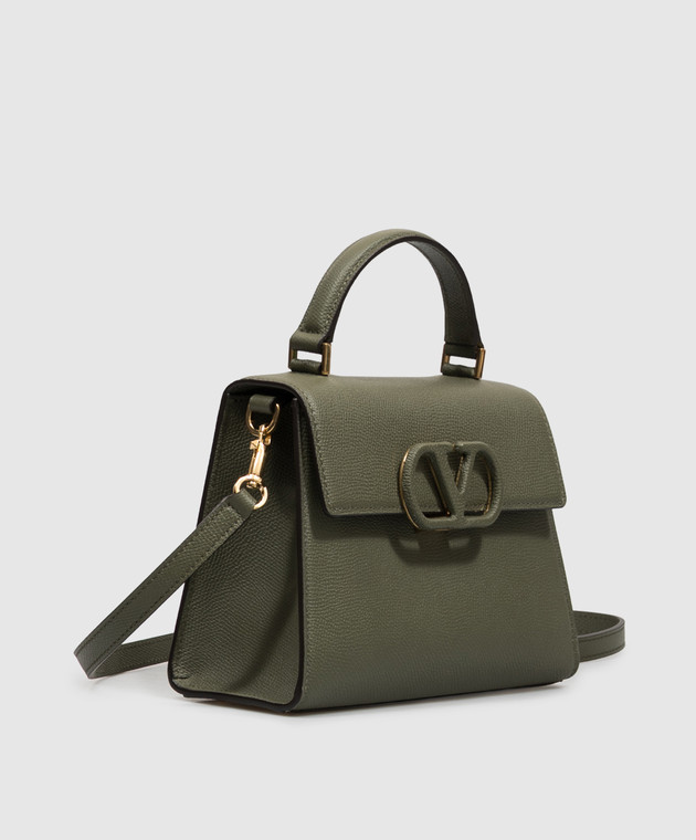 Valentino Зеленая кожаная сумка-сетчел VLogo 9W2B0T85YCZ изображение 3