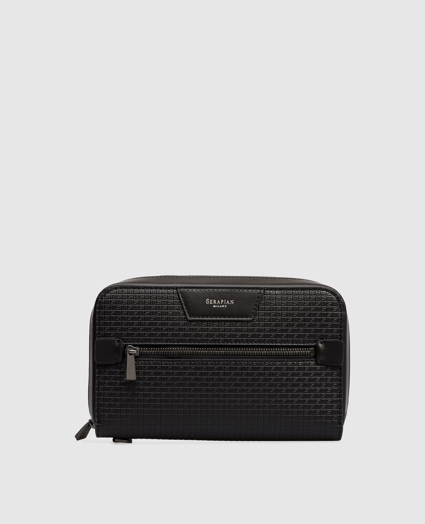 

Черный кожаный клатч с тиснением монограммы, Клатчи