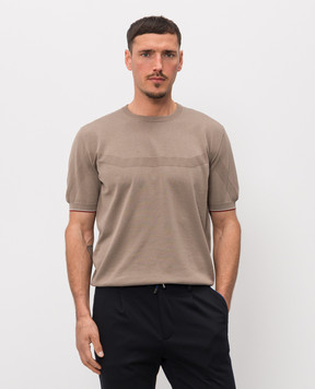 Stefano Ricci Коричнева футболка з візерунком монограми логотипа K616448G10F26115