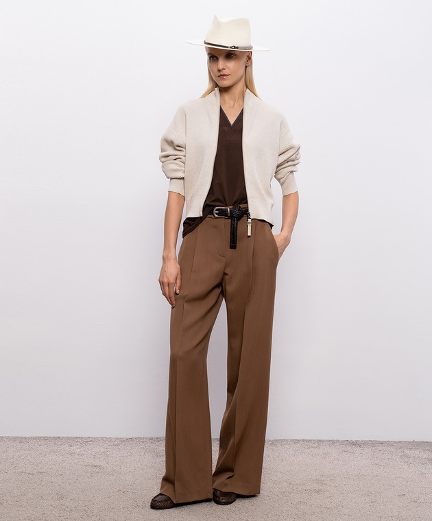 Brunello Cucinelli Коричневая футболка с цепочкой мониль MPT18BD222 изображение 2