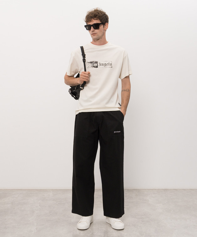 Palm Angels Чорні штани з вишивкою логотипа PAMCA004FB001 зображення 2