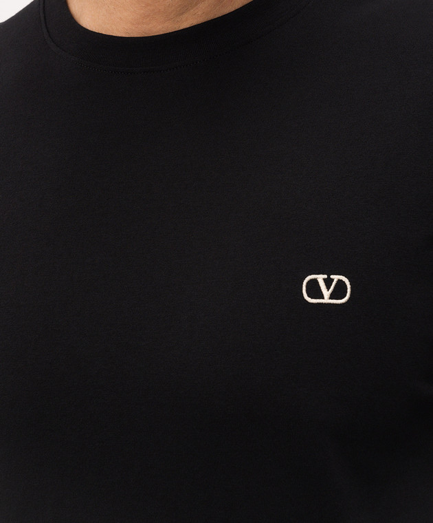 Valentino Чорна футболка з вишивкою емблеми VLogo 9V3MG10VBMM зображення 5