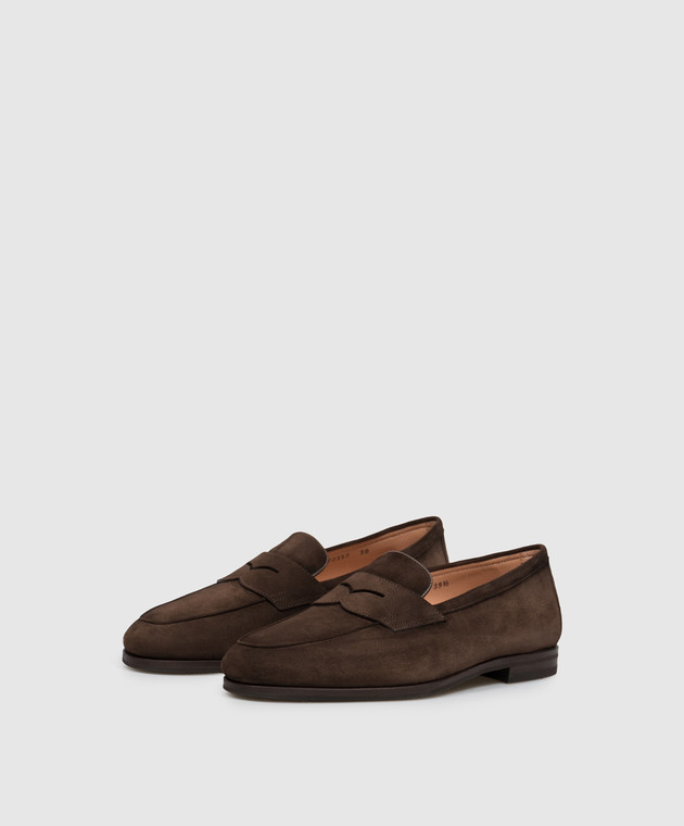 Santoni Коричневые замшевые лоферы WUNY72357SI9NAEA изображение 2