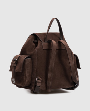 Brunello Cucinelli Коричневый замшевый рюкзак с тиснением логотипа MBDLB2841