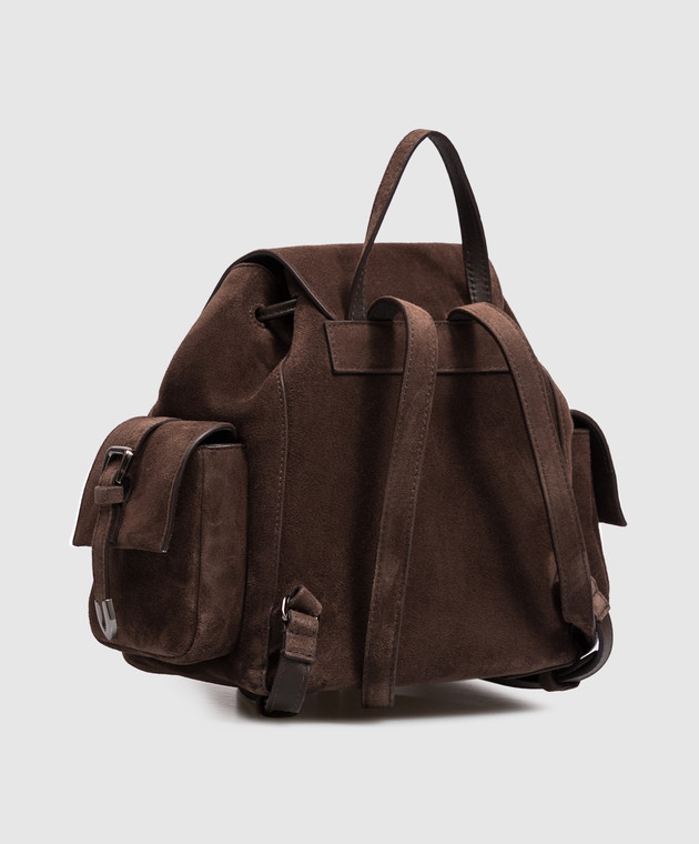 Brunello Cucinelli Коричневый замшевый рюкзак с тиснением логотипа MBDLB2841 изображение 3