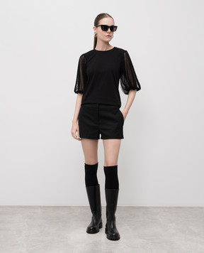 Twinset Черные шорты с шерстью с логотипом 252TT2125