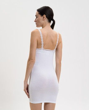 Vetements Біла сукня міні в рубчик з мереживом WE76DR427W