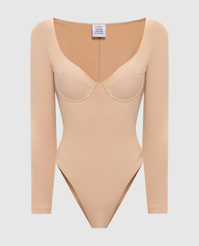 Vetements Бежевое боди с вышивкой логотипа WE76BD406T