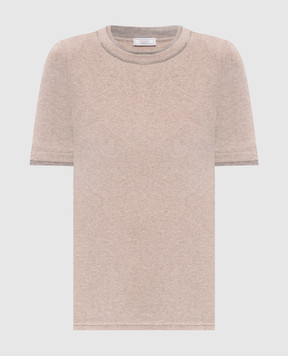 Peserico Бежевая меланжевая футболка с цепочкой и люрексом A06809J05669C