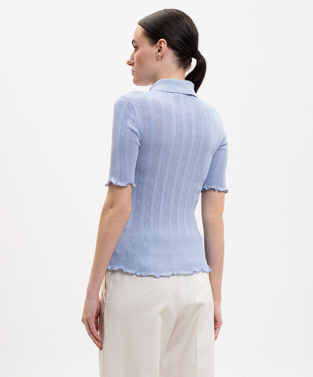 Victoria Beckham Блакитне поло у візерунок 1226KTP007273A зображення 4