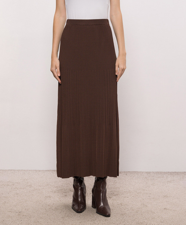 Twinset Коричневая юбка с плёсированием 262TT3452 изображение 3