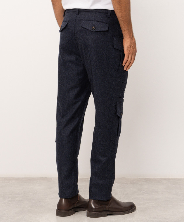 Brunello Cucinelli Сині штани карго з вовни M038PS1070 зображення 4