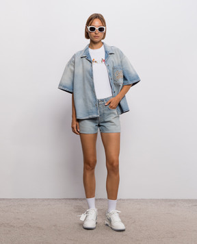 Off-White Блакитні джинсові шорти з ефектом потертості 2FJ00584B