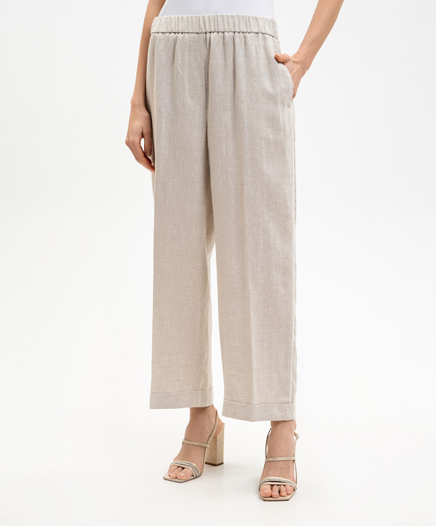 Peserico Бежеві штани з льону P0430102629 зображення 3