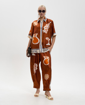 Alemais Коричневая блуза Soleil D'Amour из шелка 6081T