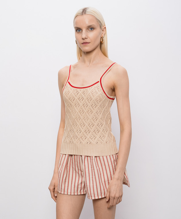 Fendi Бежева майка з фактурним геометричним візерунком FZXF01AWIM зображення 3