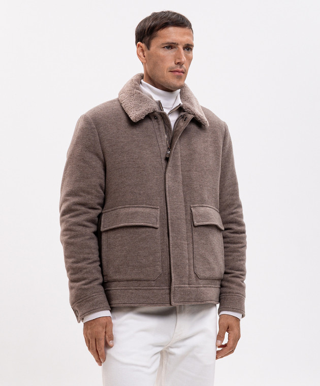 Canali Коричнева куртка з вовни та кашеміру SG03517O41108 зображення 3
