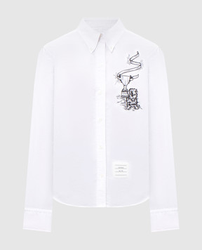 Thom Browne Белая рубашка с вышивкой FLL215EE1528