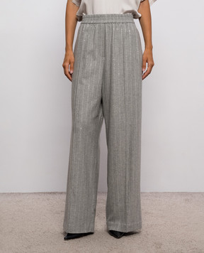 Brunello Cucinelli Сірі штани з вовною в смужку MG576P9354