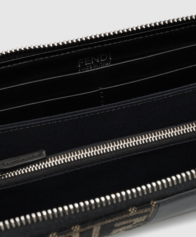Fendi Черный комбинированный кошелек с узором 7M0210B139 изображение 3