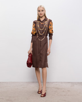 Versace Коричневое платье из шелка в принт 10246591A17952