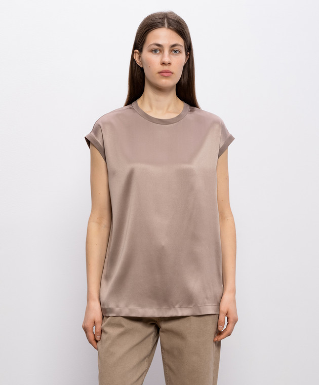 Brunello Cucinelli Бежевий топ із шовку M0C59EH500 зображення 3