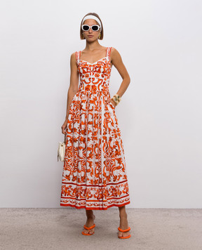 Dolce&Gabbana Белое платье в брендовый принт F6TTHTGDDRL