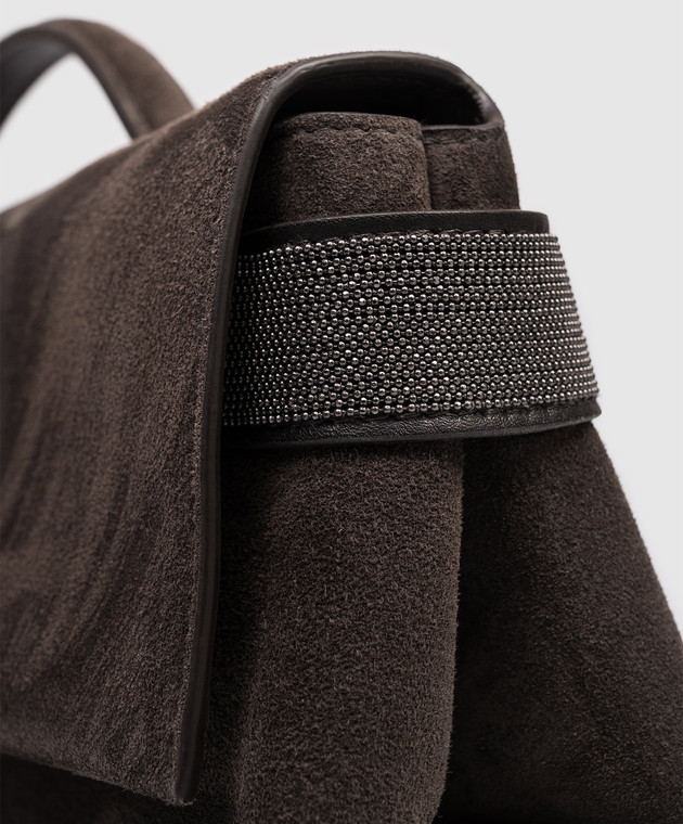 Brunello Cucinelli Коричневий замшевий клатч з ланцюжком моніь MBDLB2815P зображення 4
