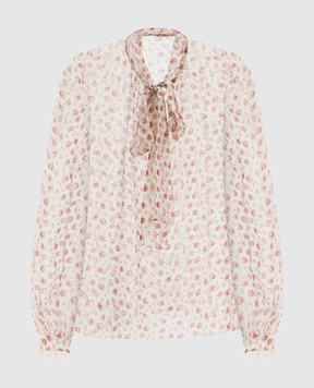 Dolce&Gabbana Блуза кольору айворі із шовку в принт F7BK7TIS10I