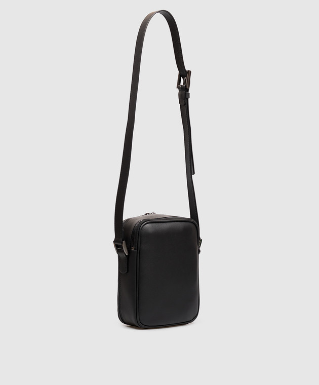 Kiton Черная кожаная сумка с металлическим логотипом UBA0112N01269 изображение 3